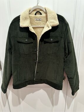 Like New Olive Green Corduroy Jacket with Sherpa Lining | Size L